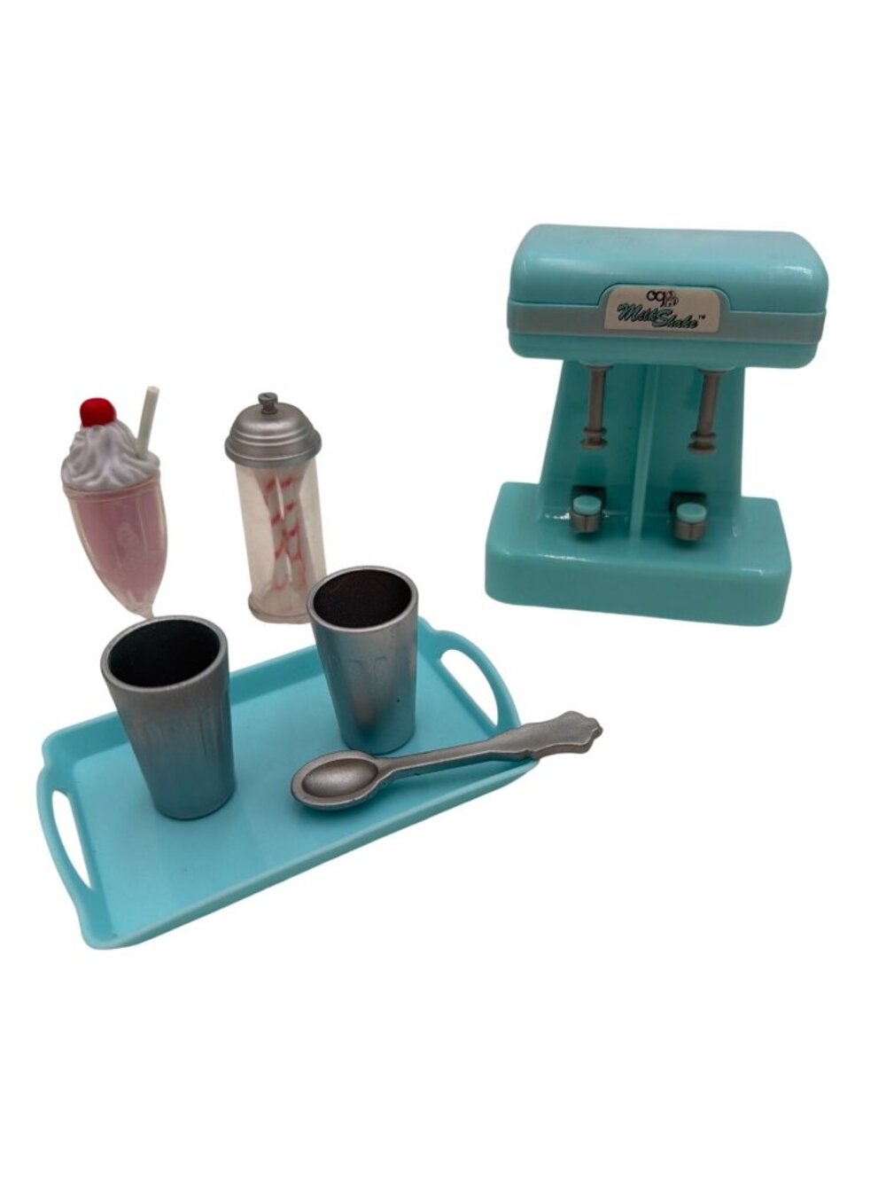 Miniature Milkshake Maker Set With Accessories - Vintage Style Plastic Playset